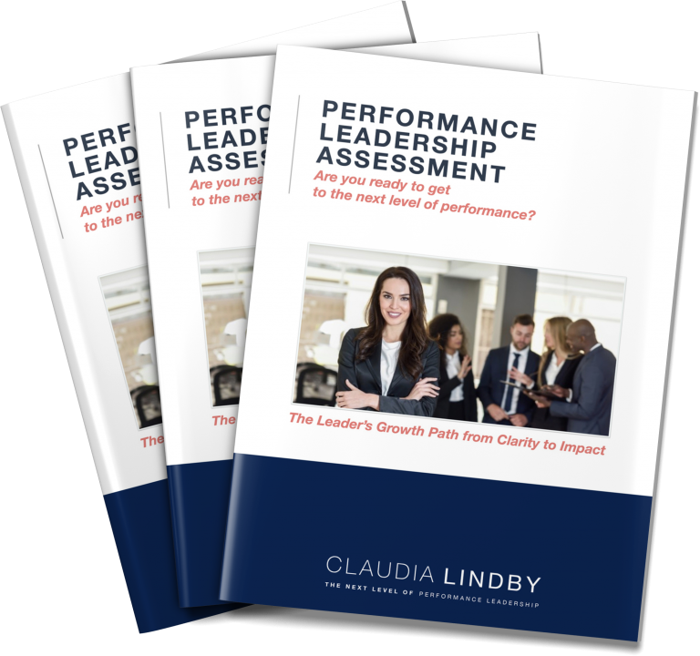 A stack of three eBooks - The Performance Leadership Assessment by Claudia Lindby